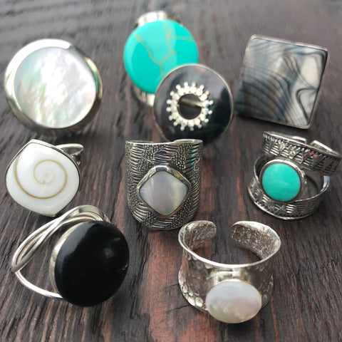 Sterling Silver Stone / Shell Rings