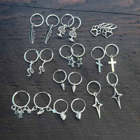 Sterling Silver Charm Hoops
