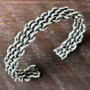 Woven Chain Sterling Silver Cuff Bangle