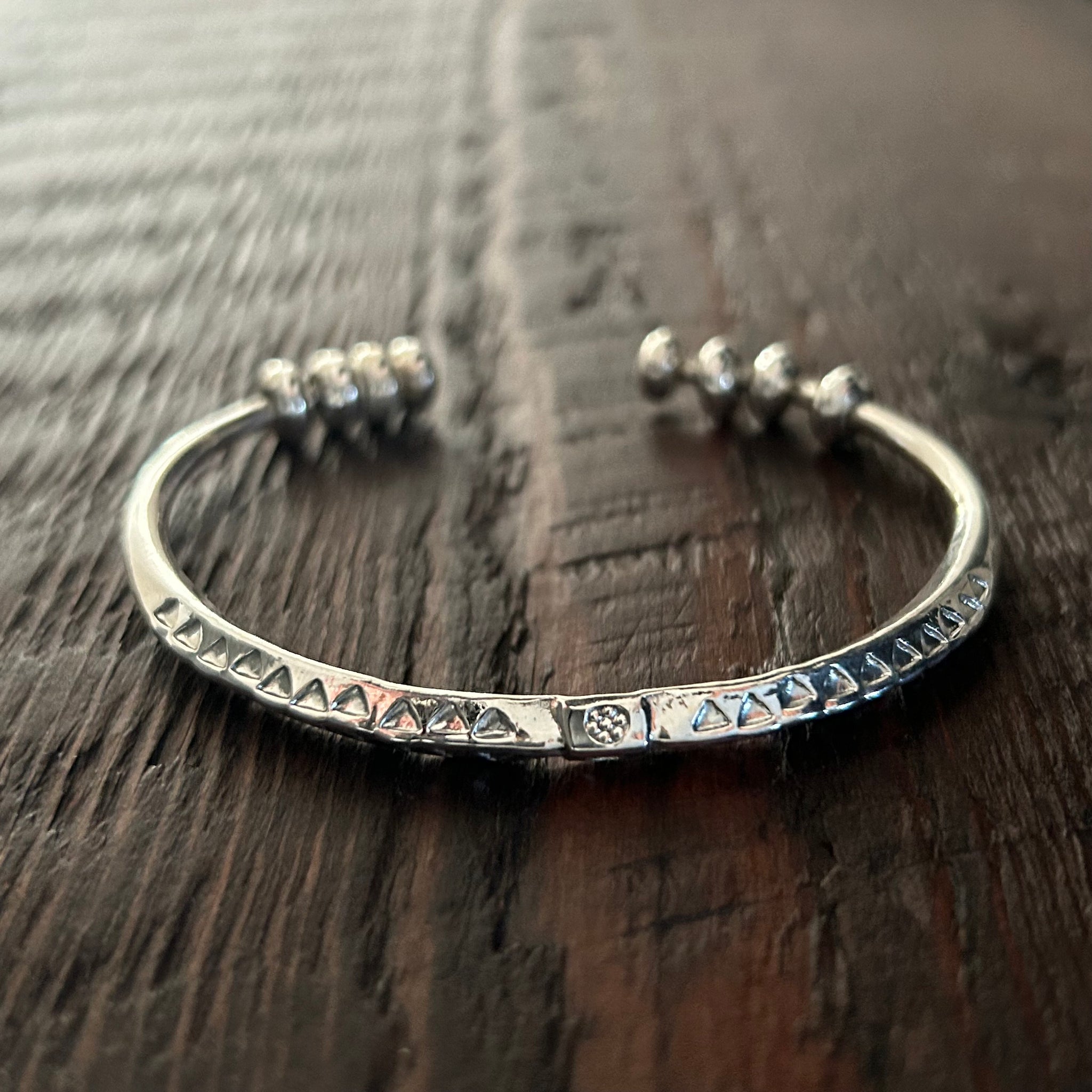 Solid Heavy Hand Stamped Sterling Silver Cuff Bangle