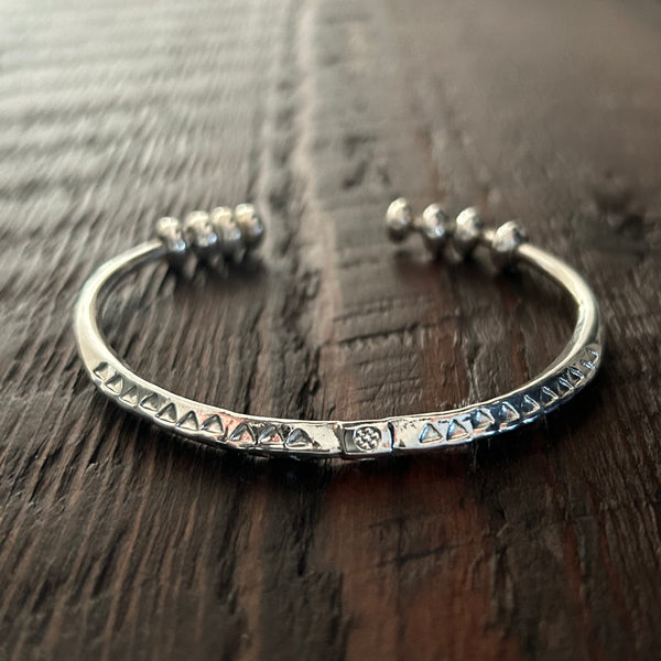 Solid Heavy Hand Stamped Sterling Silver Cuff Bangle