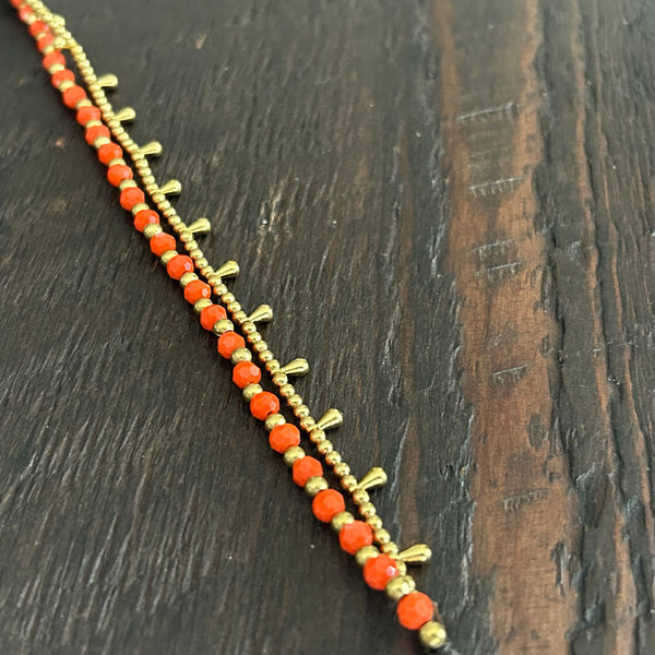 'Bead Love' Bead Bracelet with Teardrops (Orange)