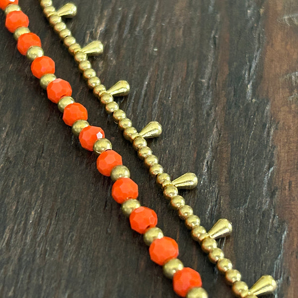 'Bead Love' Bead Bracelet with Teardrops (Orange)