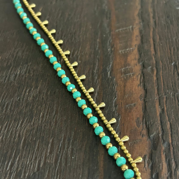 'Bead Love' Bracelet with Teardrops (Light Green Turquoise)