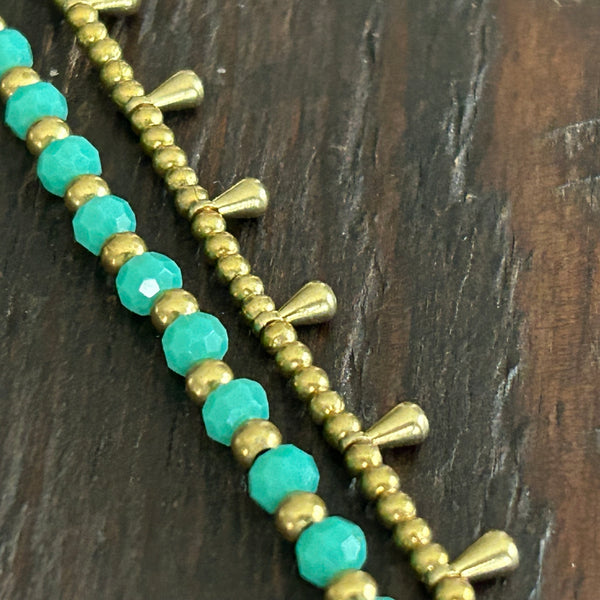 'Bead Love' Bracelet with Teardrops (Light Green Turquoise)