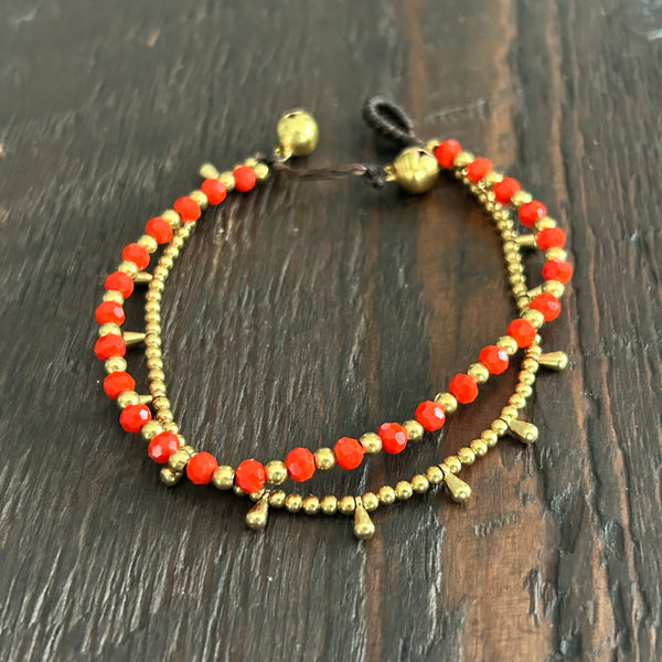 'Bead Love' Bead Bracelet with Teardrops (Orange)