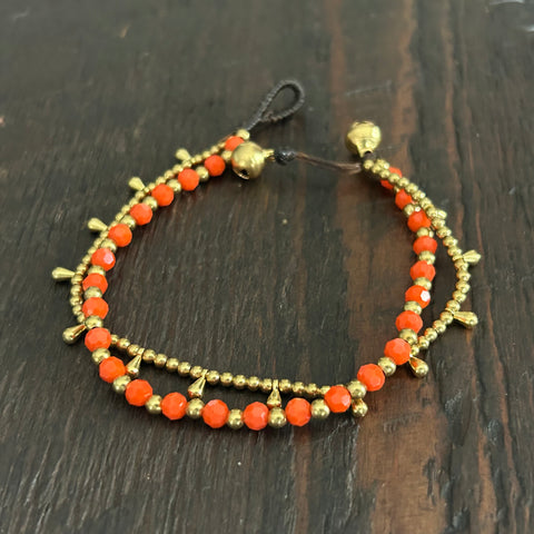 'Bead Love' Bead Bracelet with Teardrops (Orange)