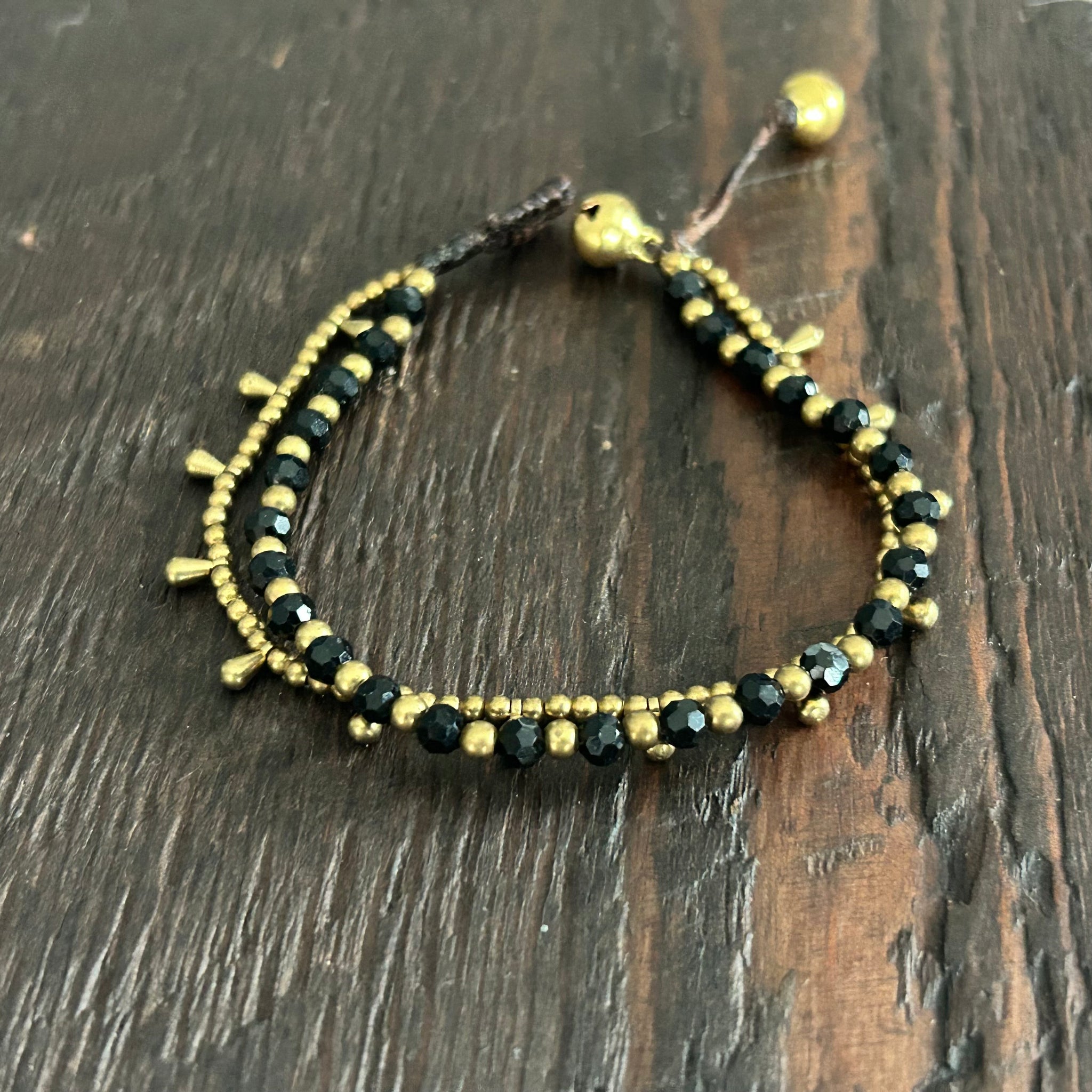 'Bead Love' Black Bead Bracelet with Teardrops