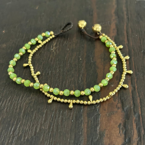 'Bead Love' Bead Bracelet with Teardrops (Bright Green)