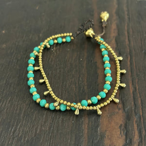 'Bead Love' Bracelet with Teardrops (Light Green Turquoise)