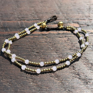 'Bead Love' 2 Strand Anklet (Light Pink)