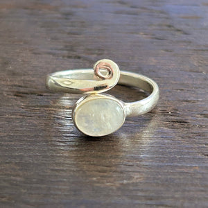 Simple Swirl Adjustable Sterling Silver Ring - Moonstone