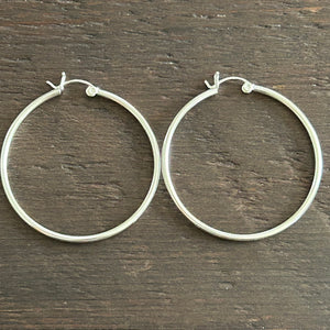 Sterling Silver Hoop Earrings - Large 40mm