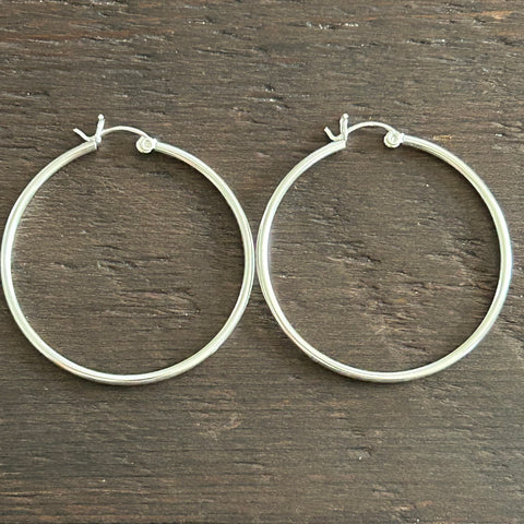 Sterling Silver Hoop Earrings - Large 40mm