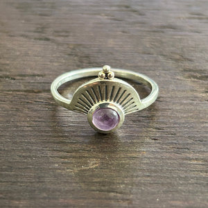 Stylish Sterling Silver Ring With Stone - Amethyst