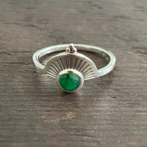 Stylish Sterling Silver Ring With Stone - Emerald (Lab created)