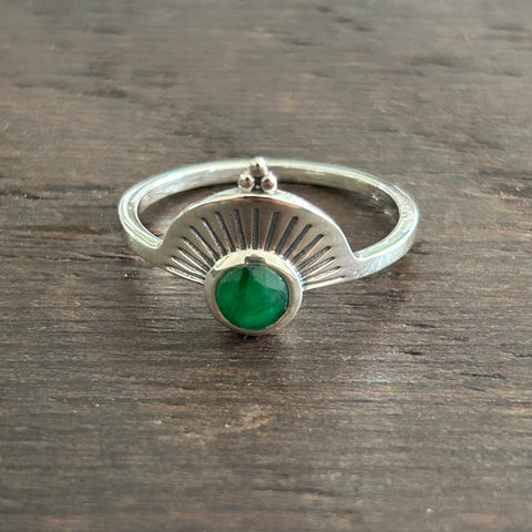 Stylish Sterling Silver Ring With Stone - Sapphire (Lab created)