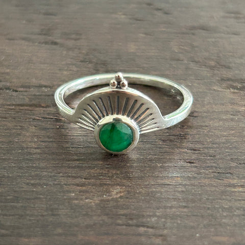 Stylish Sterling Silver Ring With Stone - Emerald (Lab created)