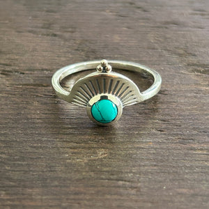Stylish Sterling Silver Ring With Stone - Turquoise