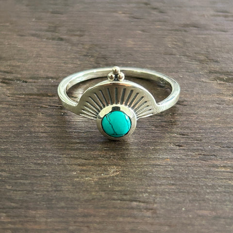 Stylish Sterling Silver Ring With Stone - Turquoise