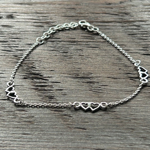 Fine Sterling Silver Bracelet - Hearts