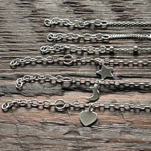 Fine Sterling Silver Bracelet - Crescent Moon Charms
