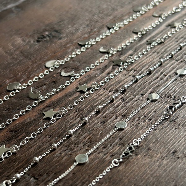 Fine Sterling Silver Bracelet - Crescent Moon Charms