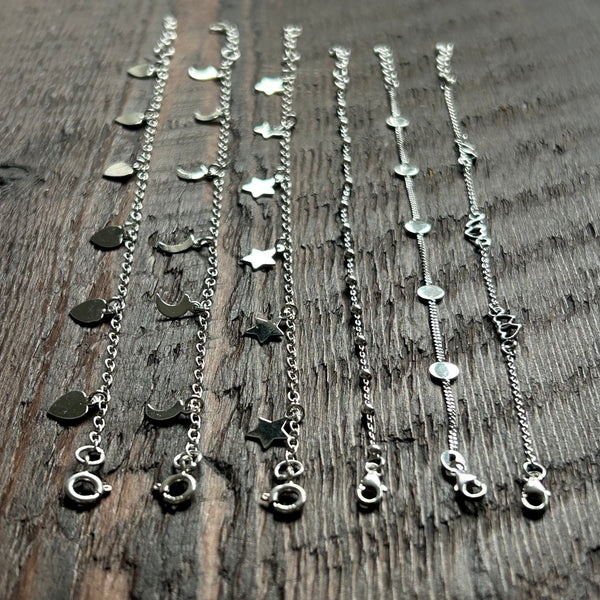Fine Sterling Silver Bracelet - Crescent Moon Charms