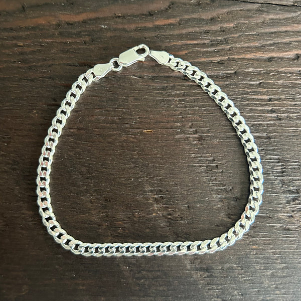 Sterling Silver Curb Bracelet - 4mm