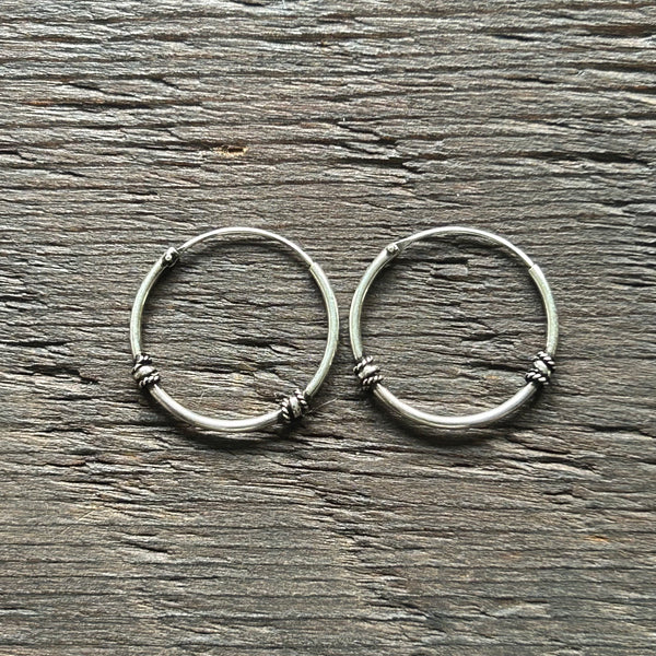 Sterling Silver Balinese Hoop Earrings