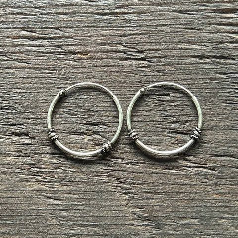 Sterling Silver Balinese Hoop Earrings