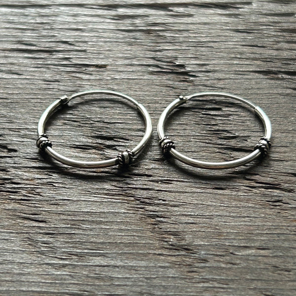 Sterling Silver Balinese Hoop Earrings