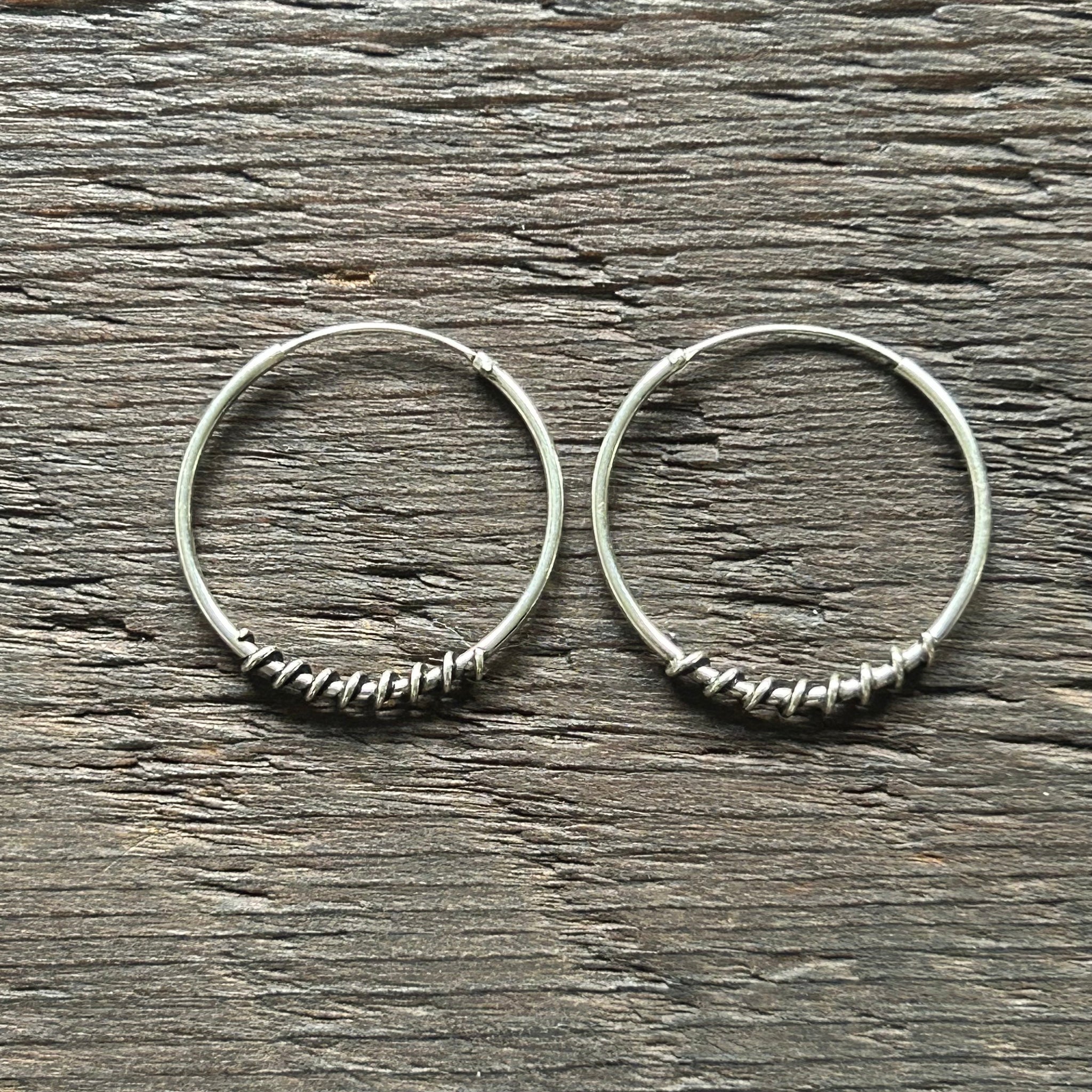 Sterling Silver Balinese Hoop Earrings