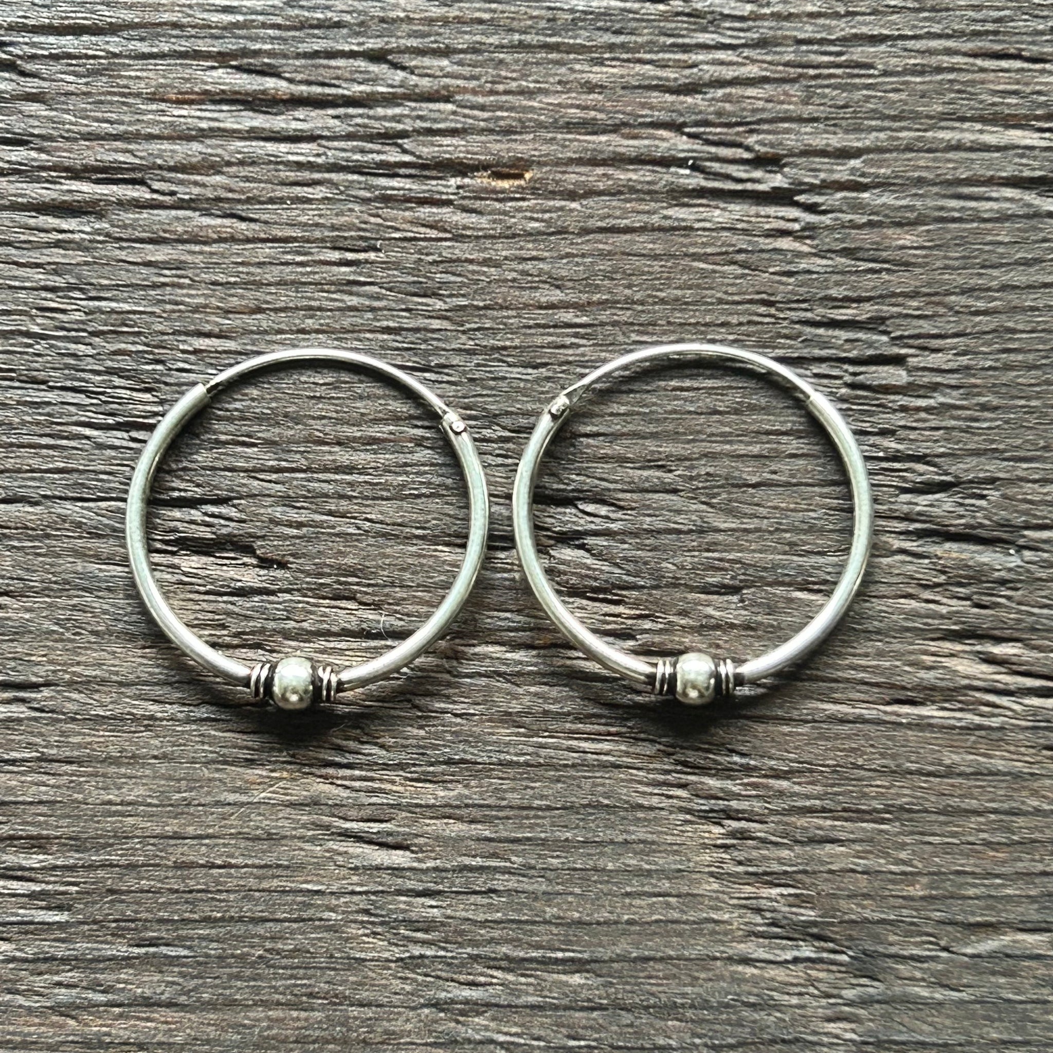 Sterling Silver Balinese Hoop Earrings