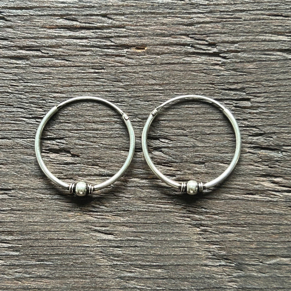 Sterling Silver Balinese Hoop Earrings