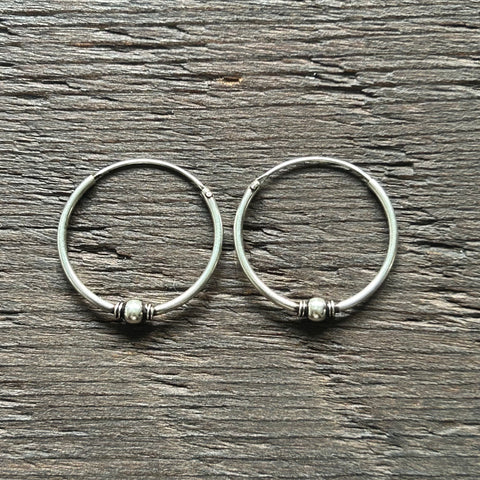 Sterling Silver Balinese Hoop Earrings