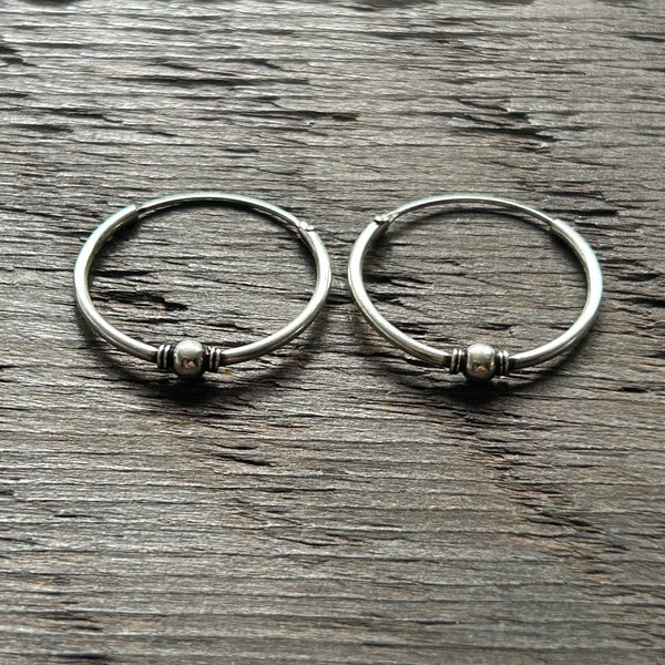 Sterling Silver Balinese Hoop Earrings