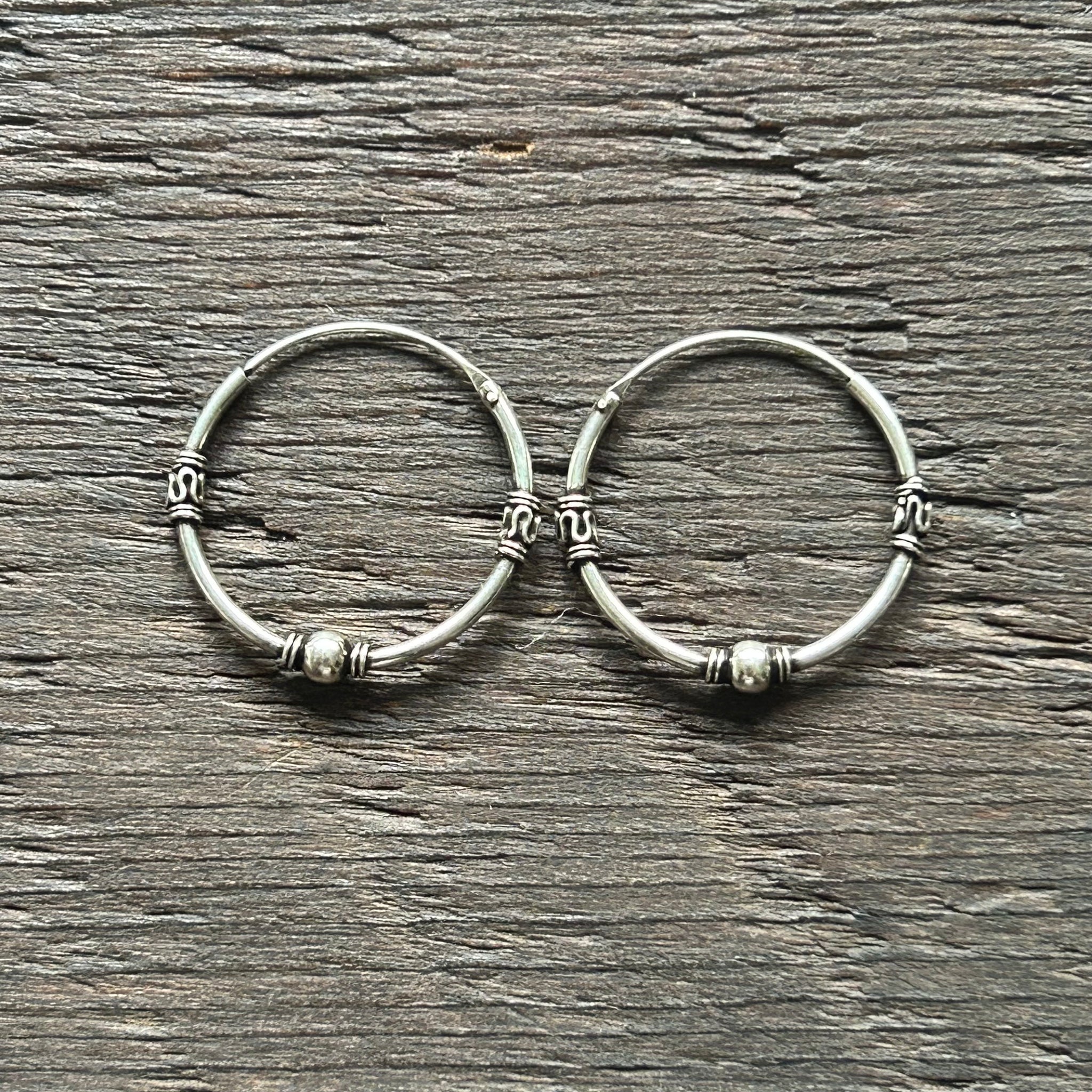 Sterling Silver Balinese Hoop Earrings