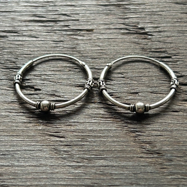 Sterling Silver Balinese Hoop Earrings