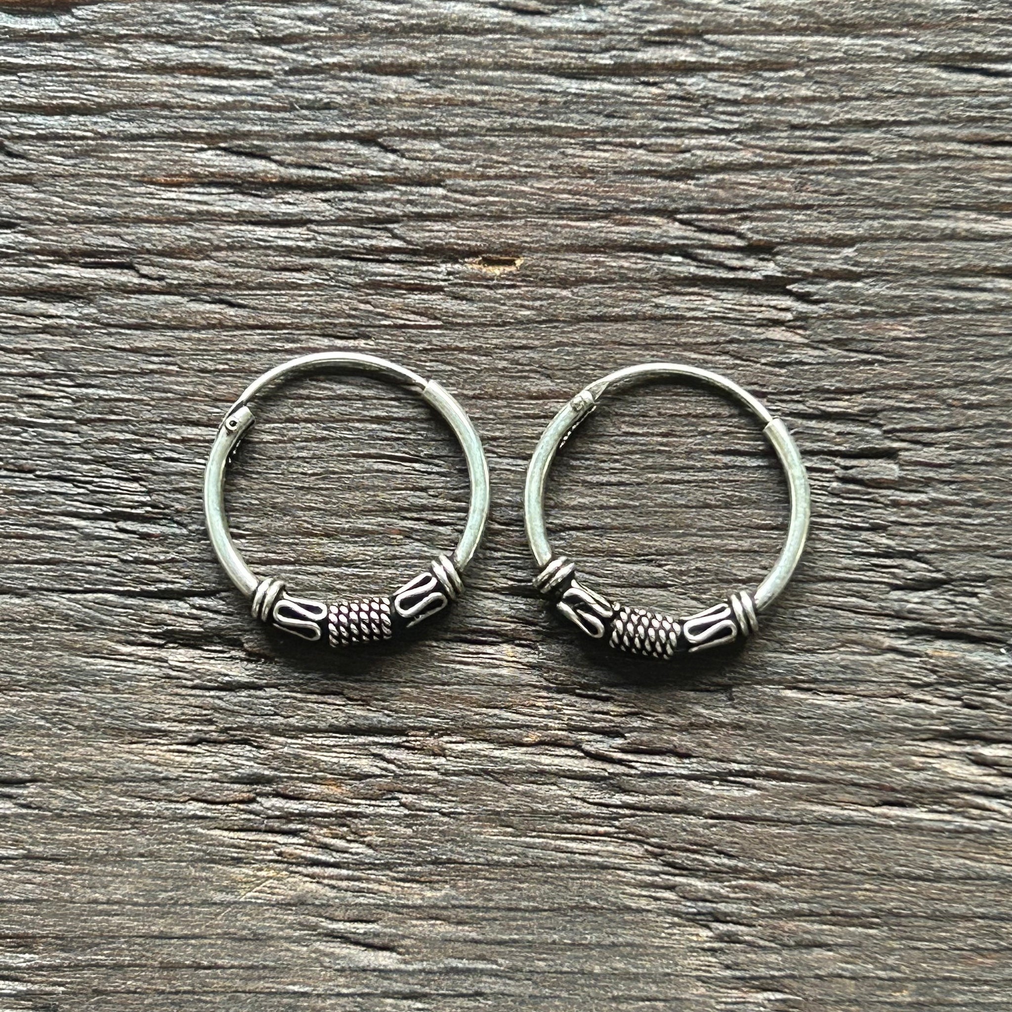 Sterling Silver Balinese Hoop Earrings