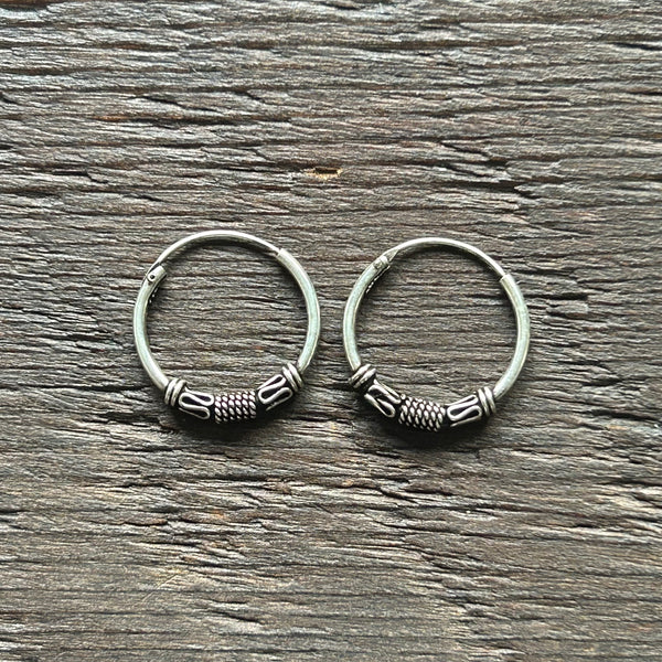 Sterling Silver Balinese Hoop Earrings