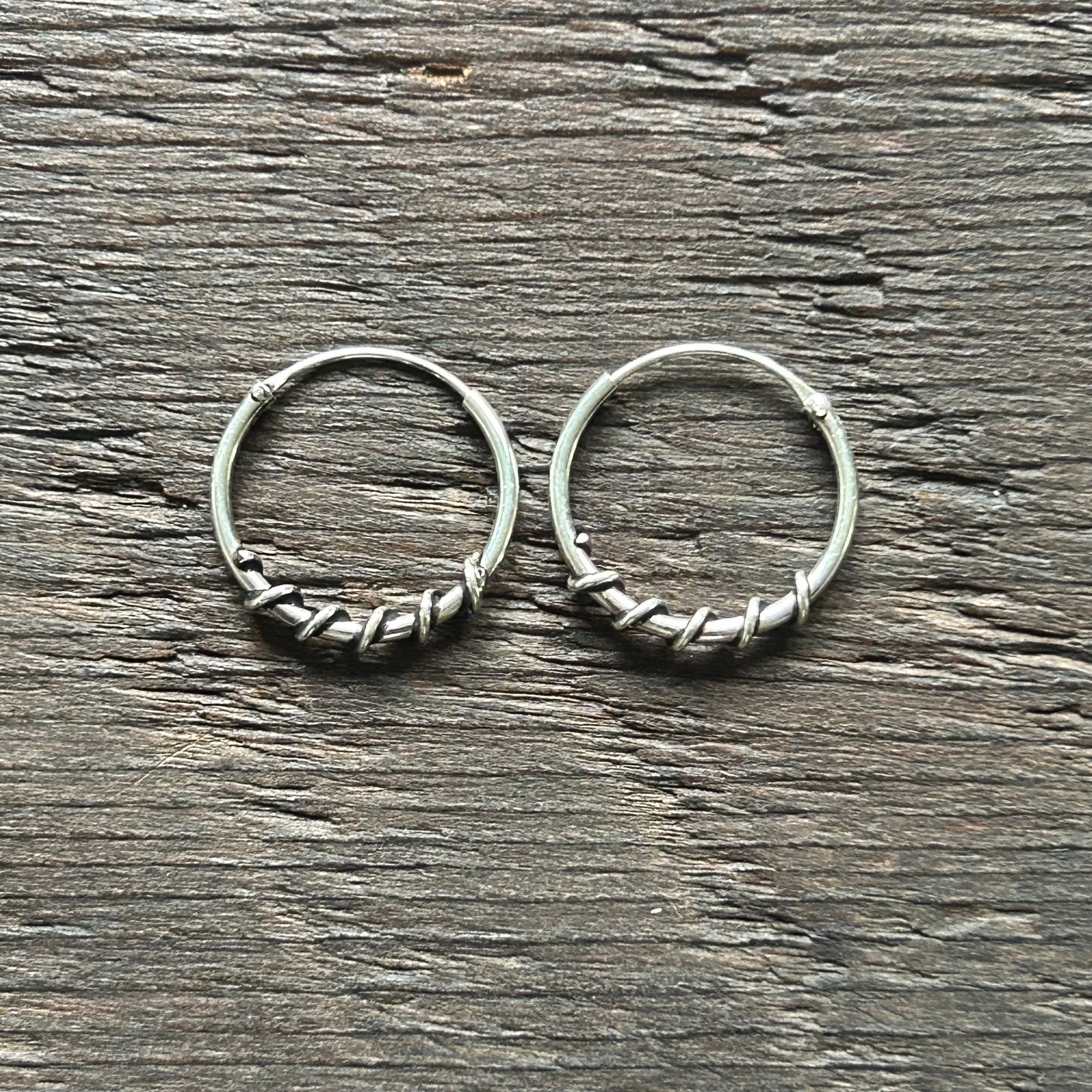 Sterling Silver Balinese Hoop Earrings