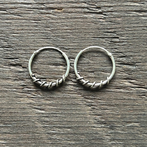 Sterling Silver Balinese Hoop Earrings