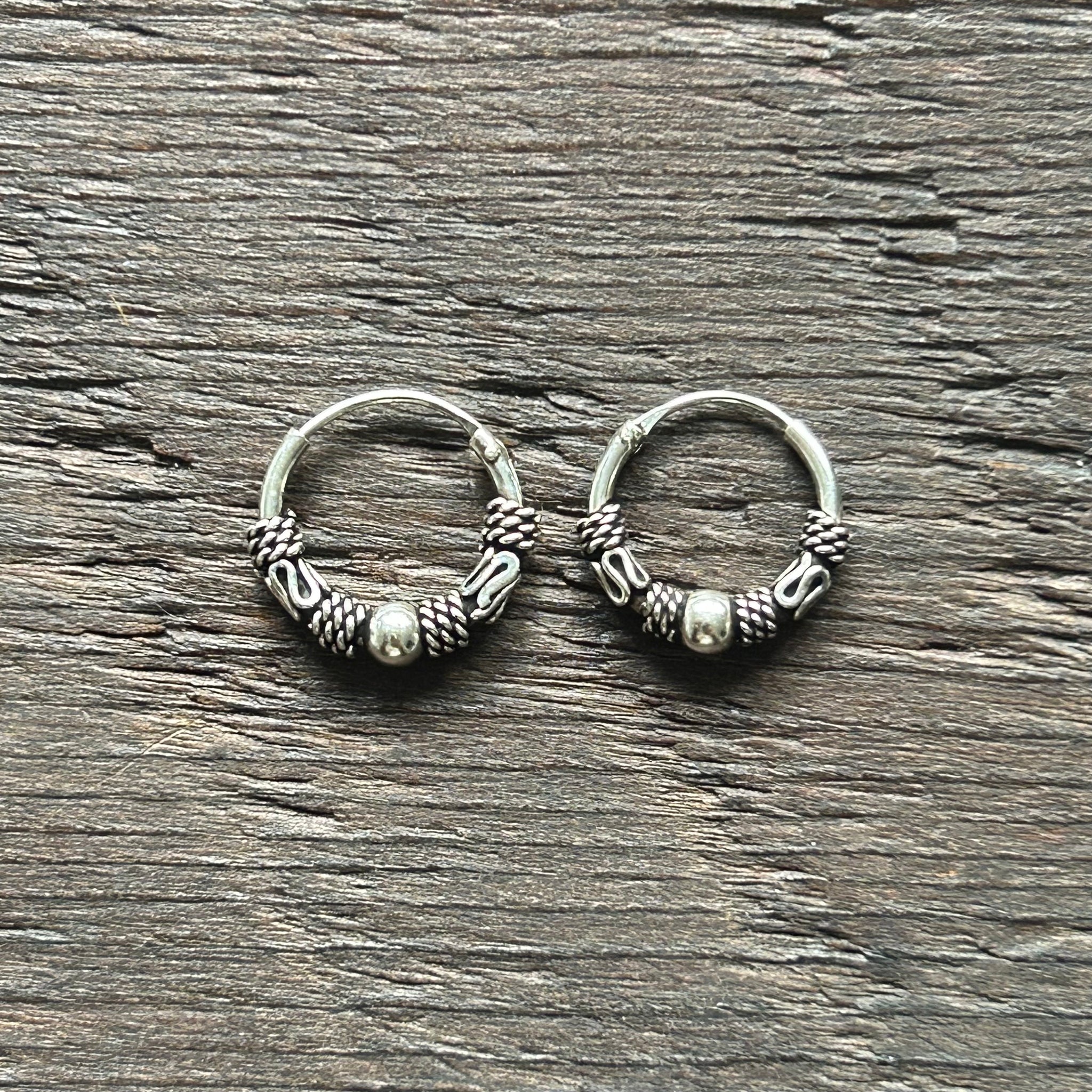Sterling Silver Balinese Hoop Earrings
