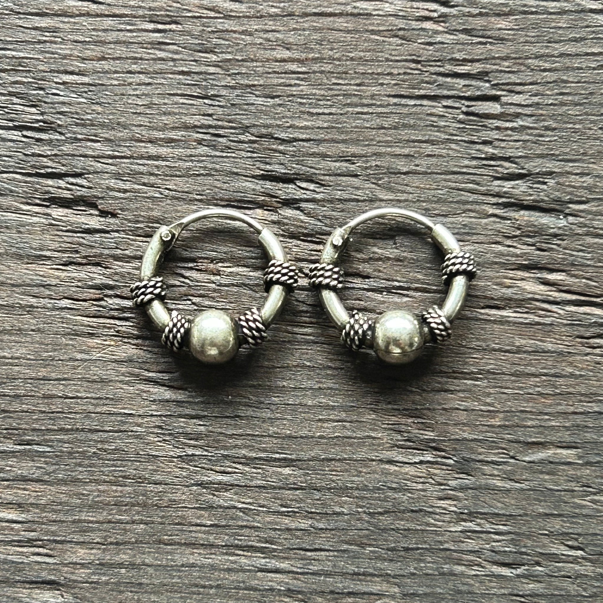 Sterling Silver Balinese Hoop Earrings