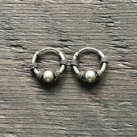 Sterling Silver Balinese Hoop Earrings