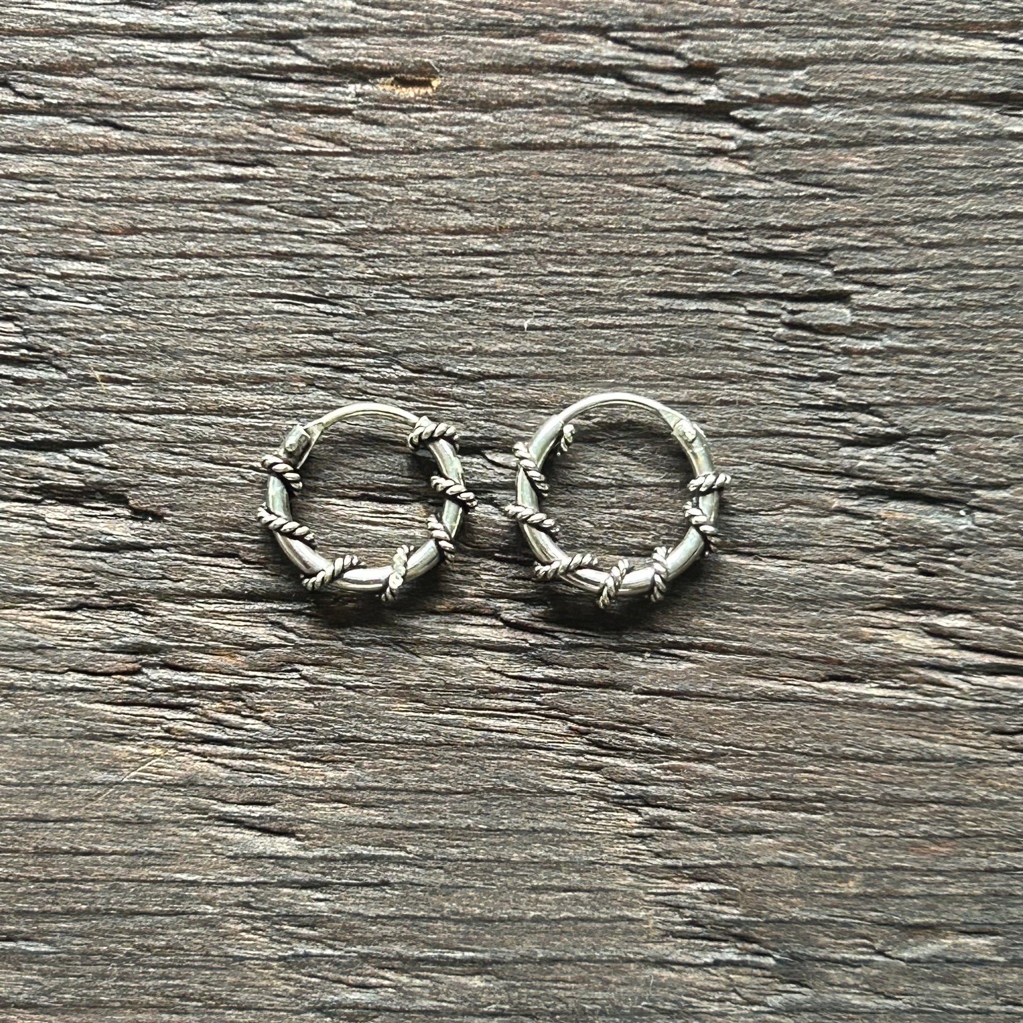 Sterling Silver Balinese Hoop Earrings