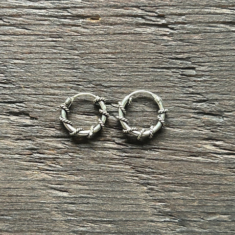 Sterling Silver Balinese Hoop Earrings