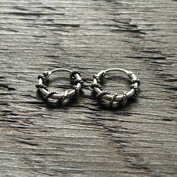 Sterling Silver Balinese Hoop Earrings