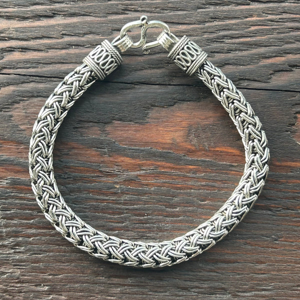 Sterling Silver 8mm Chunky Double V Wire Rope Bracelet